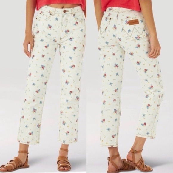 Billabong Cream Floral Straight Leg Jeans - Picture 1 of 16
